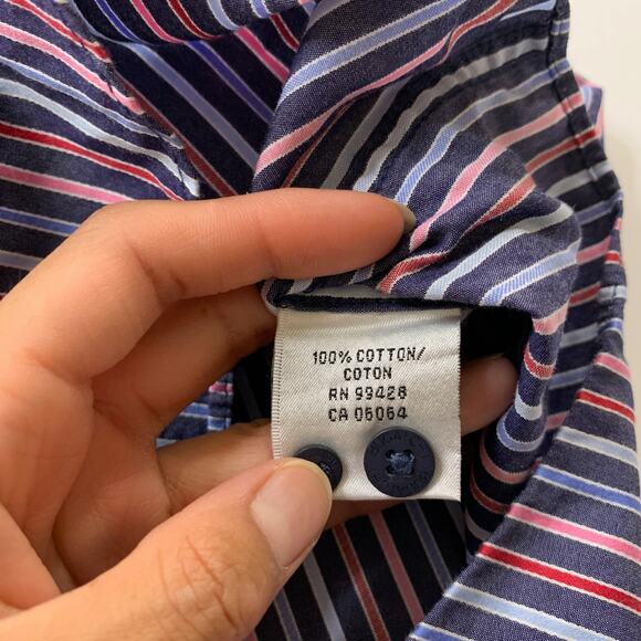 Bugatchi Uomo Shirt Mens XL Extra Large Striped Cotton Button Up Long Sleeve - Picture 6 of 9